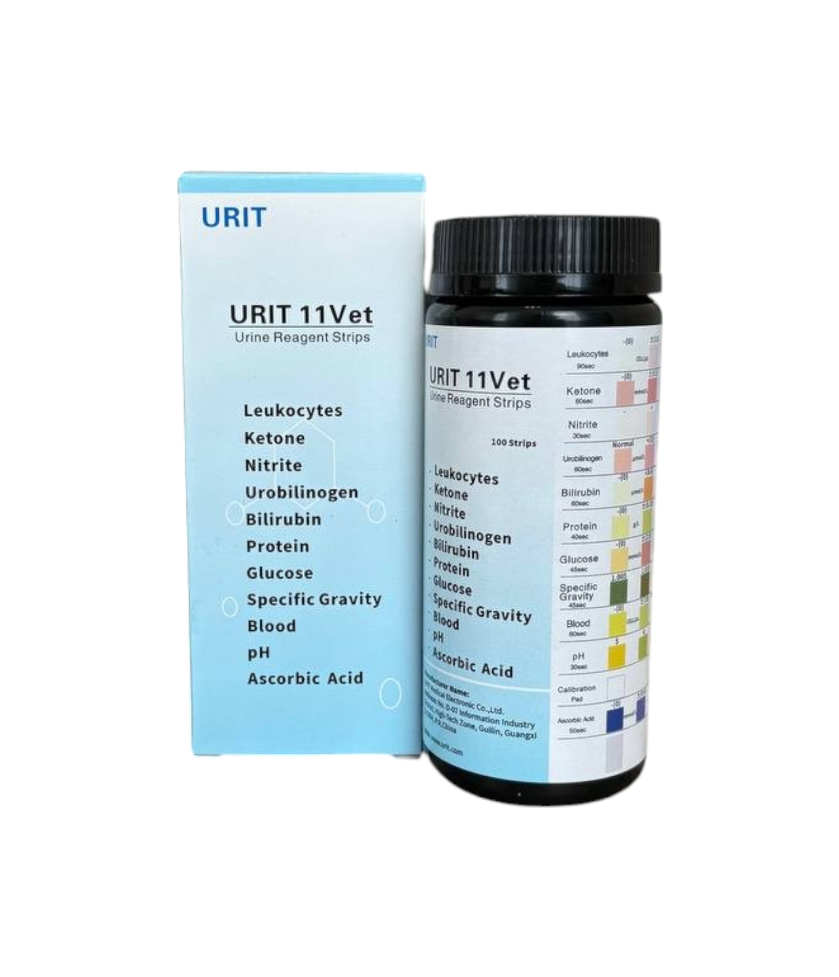 Мочевые реагентные тест-полоски URIT 11VET (100 шт/уп)